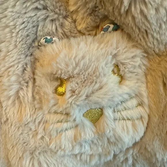 Mini Boden Cream Furry Kids Vest with Cat Design EUC size 11-12 - Picture 4 of 4